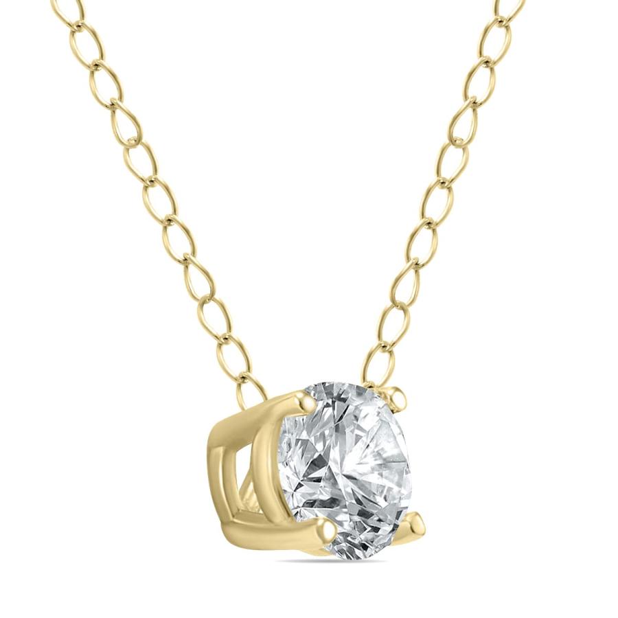 【並行輸入品】SZUL 1/3 Carat Floating Round Diamond Solitaire Necklace in 14K_3