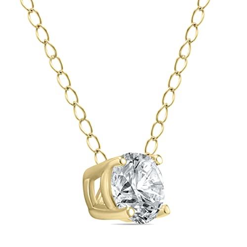 【並行輸入品】SZUL 1/3 Carat Floating Round Diamond Solitaire Necklace in 14K_4