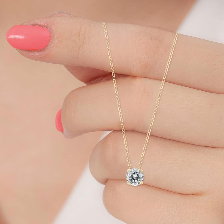 【並行輸入品】SZUL 1/3 Carat Floating Round Diamond Solitaire Necklace in 14K_6