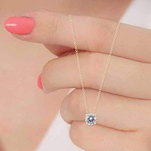 【並行輸入品】SZUL 1/3 Carat Floating Round Diamond Solitaire Necklace in 14K_7