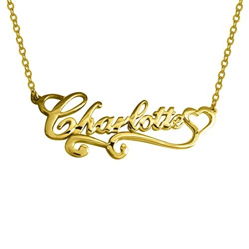 【並行輸入品】FENCCI 10K/14K/18K Solid Gold Personalized Name Necklace for Womの画像