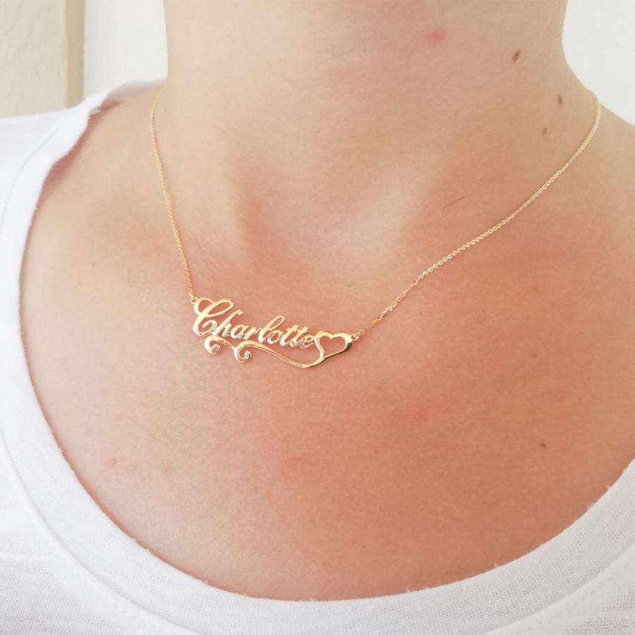 【並行輸入品】FENCCI 10K/14K/18K Solid Gold Personalized Name Necklace for Womの画像