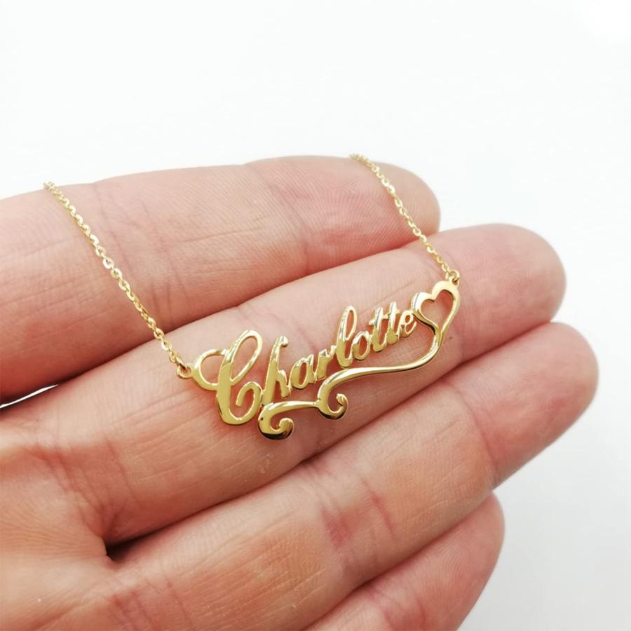 【並行輸入品】FENCCI 10K/14K/18K Solid Gold Personalized Name Necklace for Womの画像