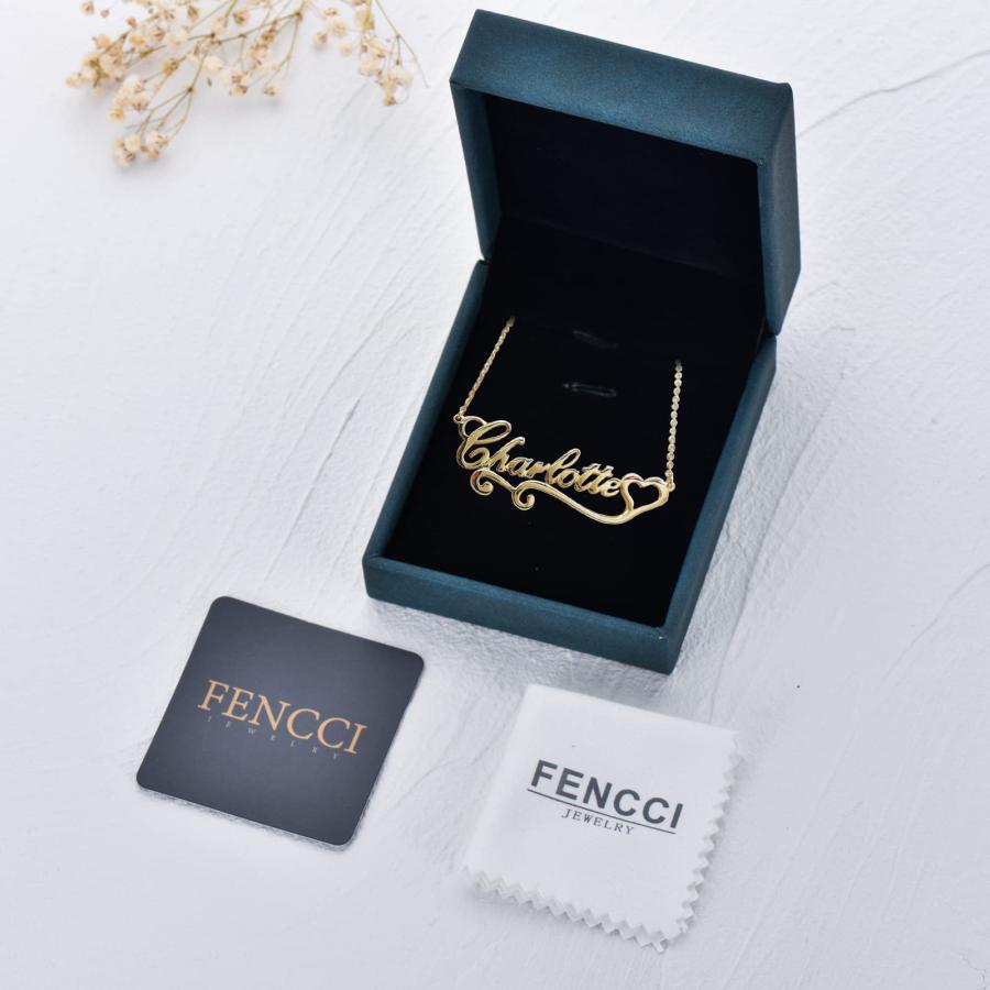 【並行輸入品】FENCCI 10K/14K/18K Solid Gold Personalized Name Necklace for Womの画像