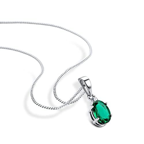 【並行輸入品】Orovi 14K 585 ホワイトゴールド 楕円形 スタッド ペンダント ネックレス 女性用 華奢な925スターリングシルバーチ_4