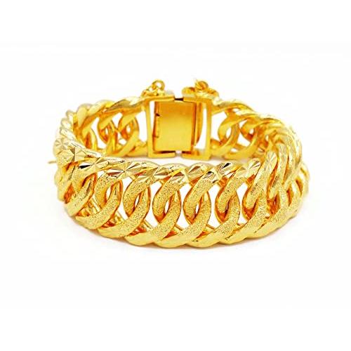 【並行輸入品】Men's Classic 22k 23k 24k Thai Baht Yellow Gold Plated Braceletの画像