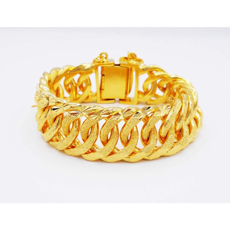 【並行輸入品】Men's Classic 22k 23k 24k Thai Baht Yellow Gold Plated Braceletの画像