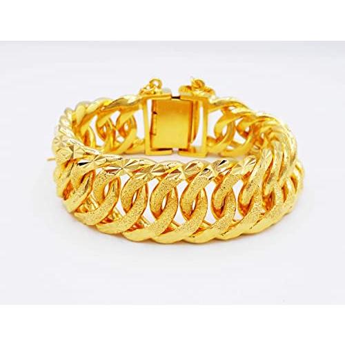 【並行輸入品】Men's Classic 22k 23k 24k Thai Baht Yellow Gold Plated Braceletの画像