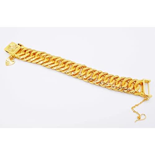 【並行輸入品】Men's Classic 22k 23k 24k Thai Baht Yellow Gold Plated Braceletの画像