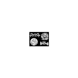 【並行輸入品】Mountain Decals 4枚パック:山 ハートビート 太陽 山 木 山 漫画 デカール サークル 山 (S ~3.5インチの画像