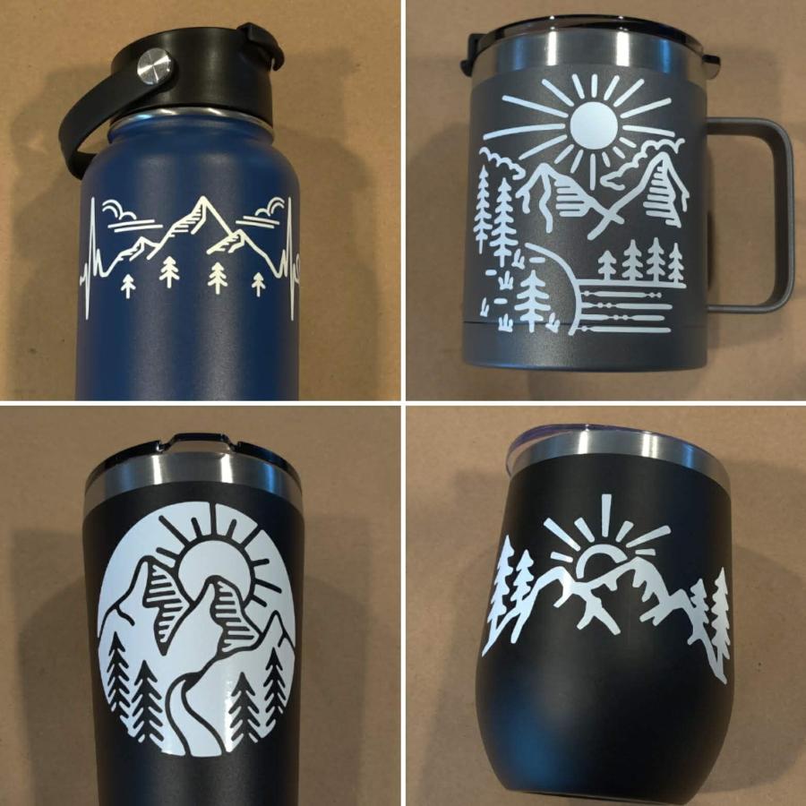 【並行輸入品】Mountain Decals 4枚パック:山 ハートビート 太陽 山 木 山 漫画 デカール サークル 山 (S ~3.5インチの画像
