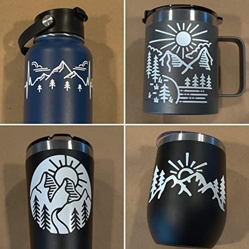 【並行輸入品】Mountain Decals 4枚パック:山 ハートビート 太陽 山 木 山 漫画 デカール サークル 山 (S ~3.5インチの画像