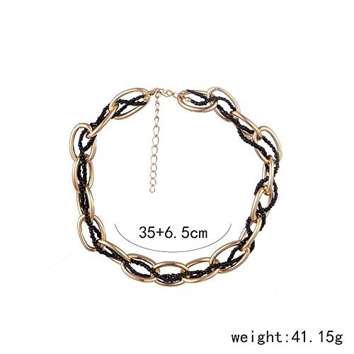 【並行輸入品】Beaded Choker Necklaces for Women Girls Trendy Chain Necklace Se_4