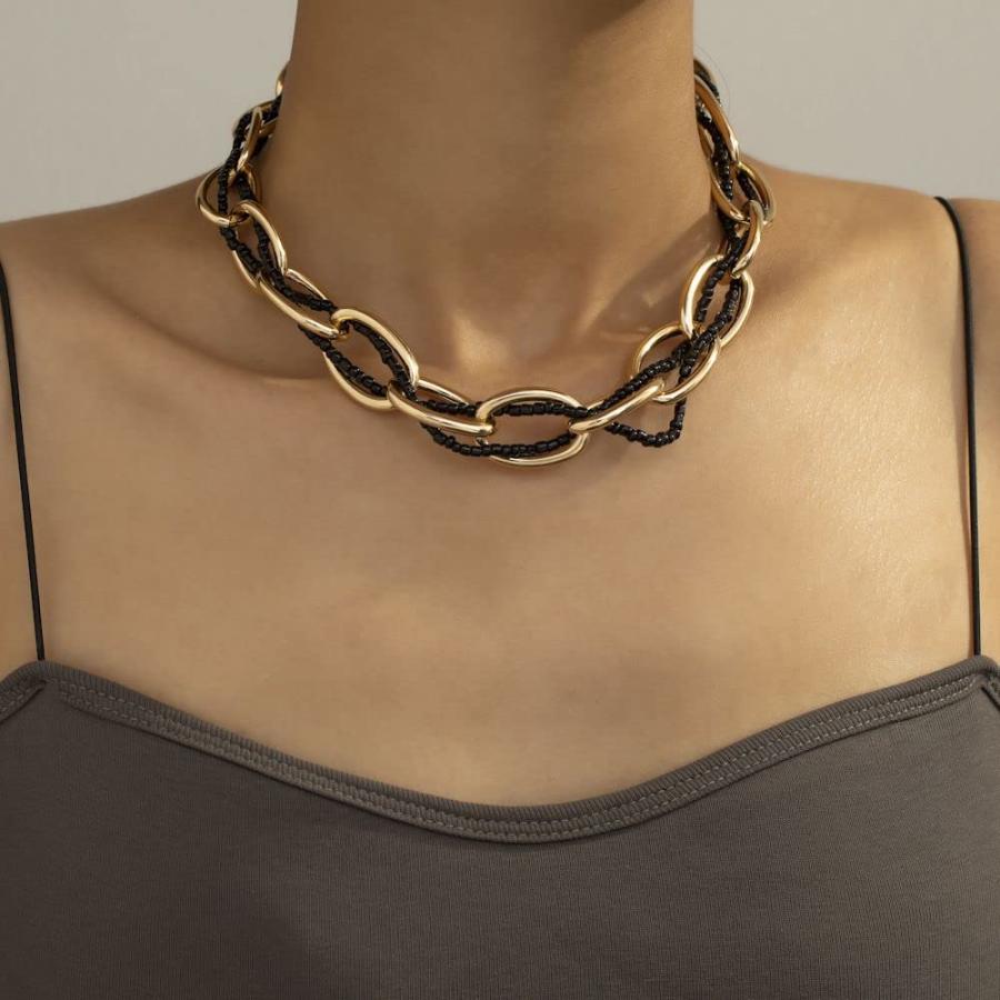 【並行輸入品】Beaded Choker Necklaces for Women Girls Trendy Chain Necklace Se_9