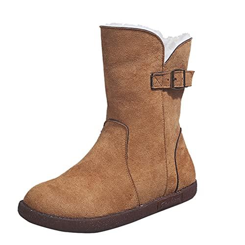 【並行輸入品】oiangi Women's Flat Snow Boots Winter Fleece Warm Round Toe Side_1