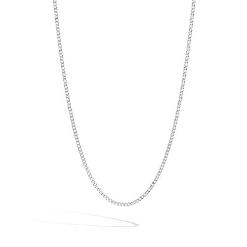 【並行輸入品】Classic Chain Silver 2.1mm Curb Chain Necklace (26, Silver)の画像