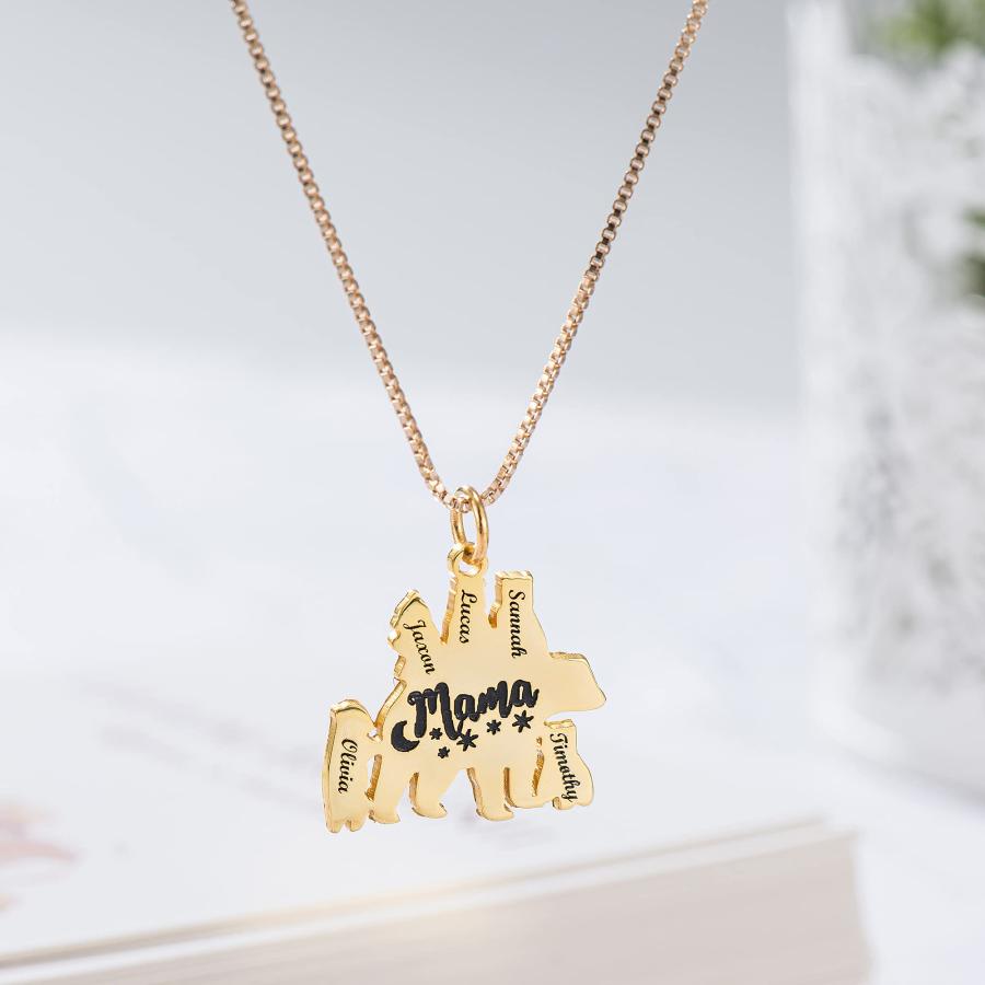 【並行輸入品】Pezebel Custom Mama Bear Necklace With 1 to 6 Cubs Personalized_6