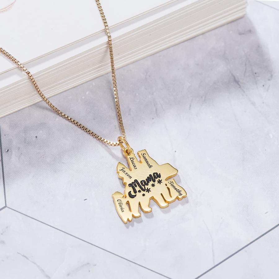 【並行輸入品】Pezebel Custom Mama Bear Necklace With 1 to 6 Cubs Personalized_9