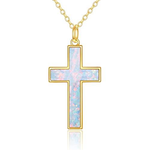 【並行輸入品】KECHO 14Kゴールドクロスネックレス レディース 純金クロスジュエリー， ゴールド， 14Kゴールド KECHO 14K S_1