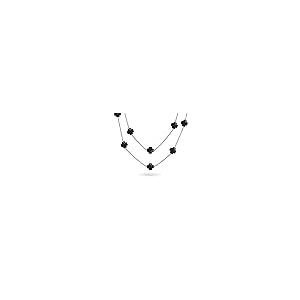 【並行輸入品】[Bling Jewelry] 黒い花の長い銀メッキパールエナメル駅チェーンラップレイヤークローバーネックレス女性用40インチ B_2