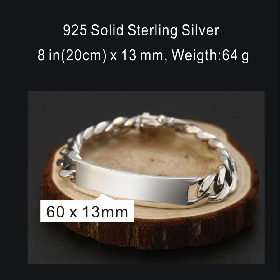 【並行輸入品】Personalized Custom Solid 925 Sterling Silver Men ID Braceletの画像