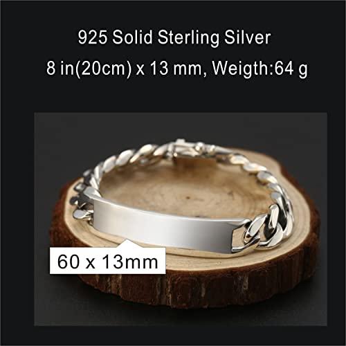 【並行輸入品】Personalized Custom Solid 925 Sterling Silver Men ID Braceletの画像