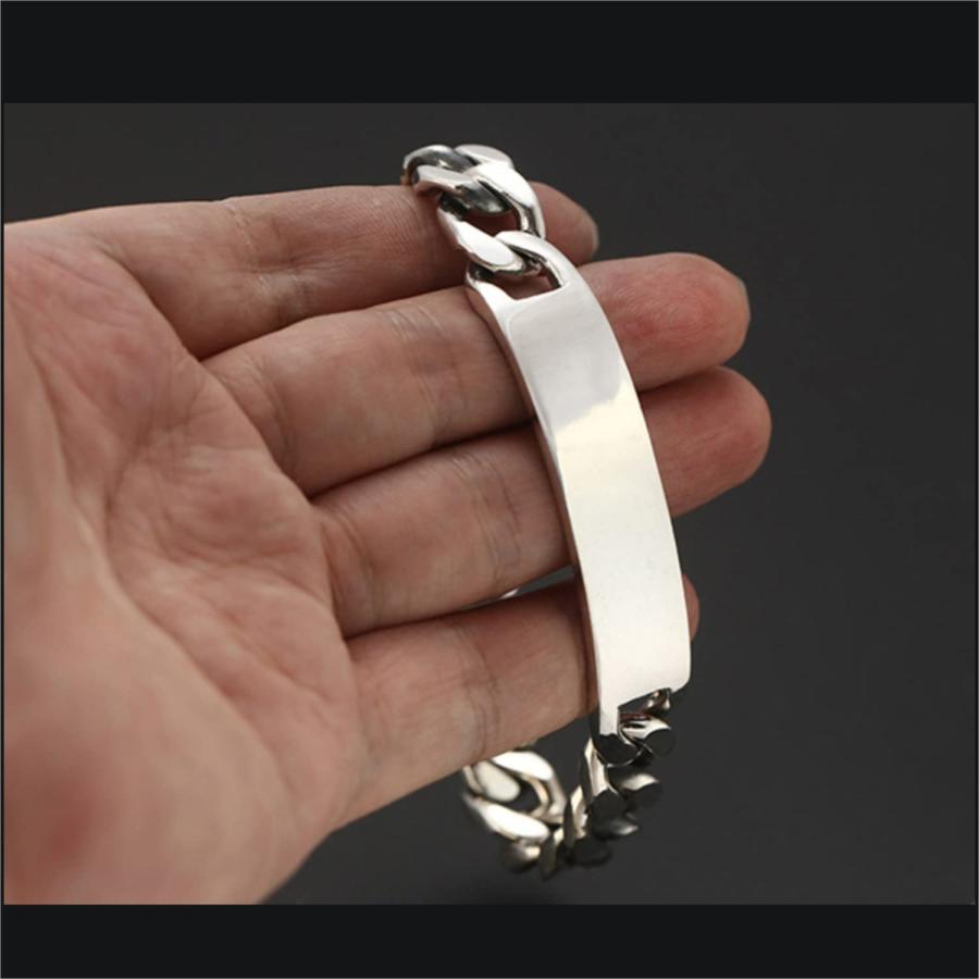 【並行輸入品】Personalized Custom Solid 925 Sterling Silver Men ID Braceletの画像