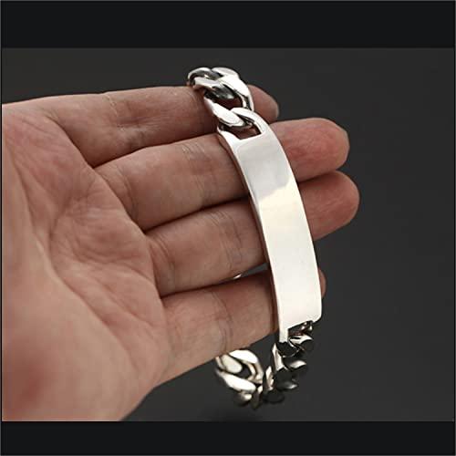 【並行輸入品】Personalized Custom Solid 925 Sterling Silver Men ID Braceletの画像