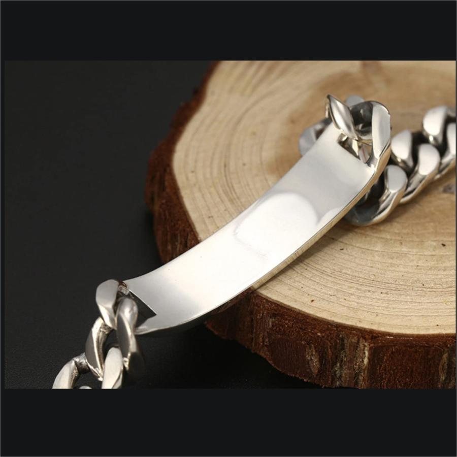 【並行輸入品】Personalized Custom Solid 925 Sterling Silver Men ID Braceletの画像
