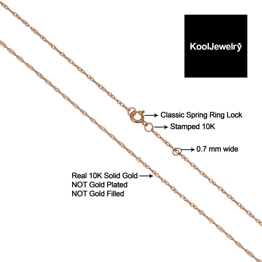 【並行輸入品】10K ローズゴールド シンガポールチェーンネックレス レディース (0.7mm 1mm 1.4mm 1.7mm 幅 サイズ_3