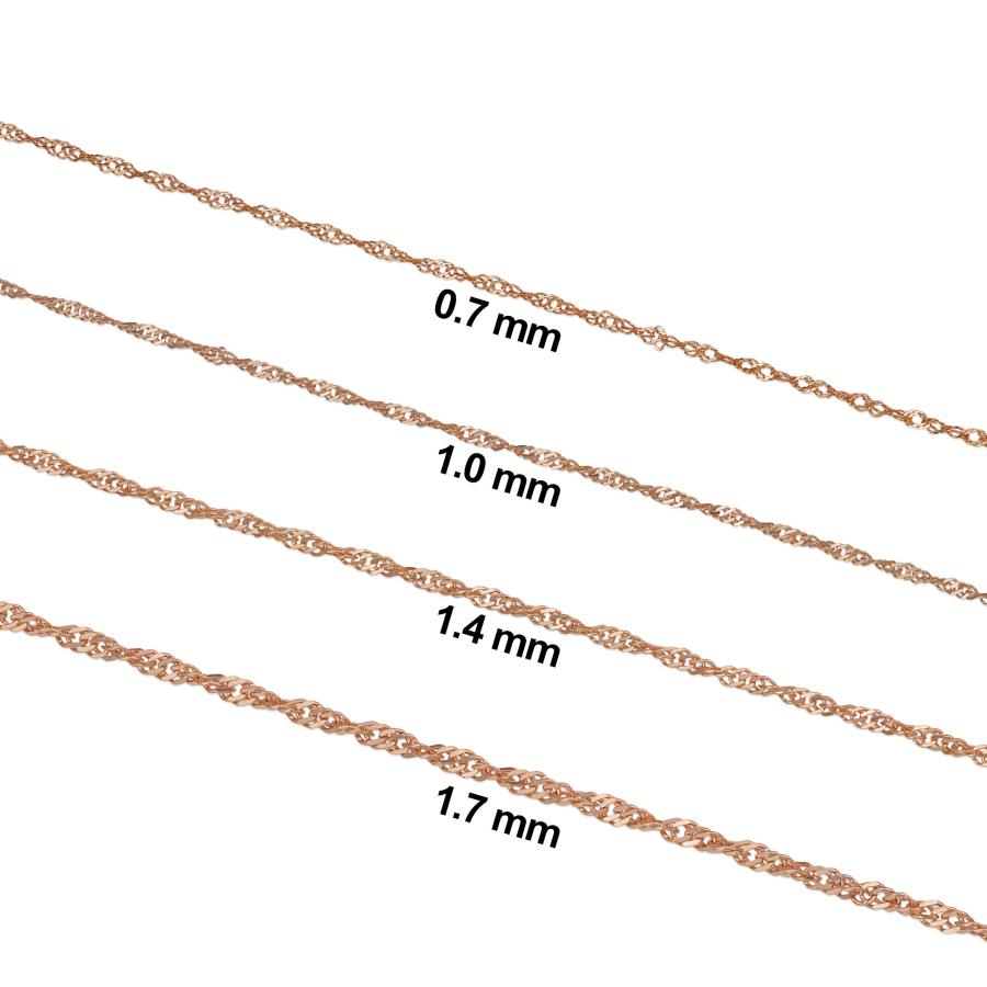 【並行輸入品】10K ローズゴールド シンガポールチェーンネックレス レディース (0.7mm 1mm 1.4mm 1.7mm 幅 サイズ_6