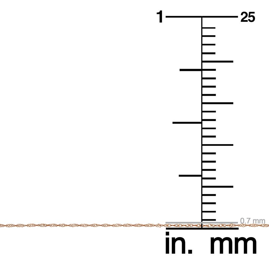 【並行輸入品】10K ローズゴールド シンガポールチェーンネックレス レディース (0.7mm 1mm 1.4mm 1.7mm 幅 サイズ_9
