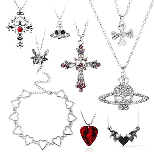 vintage ヴィンテージ　グランジ　ネックレス 並行輸入品】ゴシックグランジネックレス9点セット ゴス パンクロック
