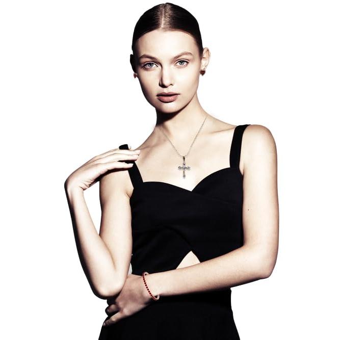 【並行輸入品】Paris Jewelry 18Kイエローゴールドメッキ 4カラット 人工ダイヤモンドクロススタッドネックレス メッキ 18インチの画像
