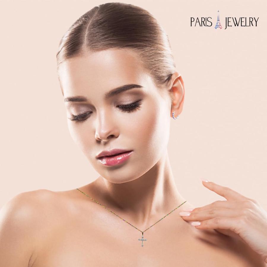 【並行輸入品】Paris Jewelry 18Kイエローゴールドメッキ 4カラット 人工ダイヤモンドクロススタッドネックレス メッキ 18インチの画像
