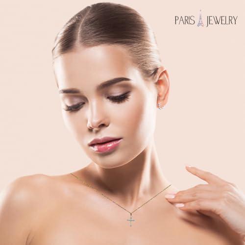 【並行輸入品】Paris Jewelry 18Kイエローゴールドメッキ 4カラット 人工ダイヤモンドクロススタッドネックレス メッキ 18インチの画像