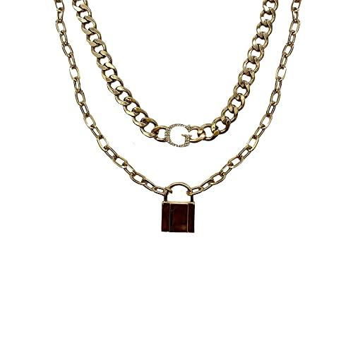 【並行輸入品】GUESS 2ピース ゴールドトーンチョーカーネックレス ロックペンダント付き， one size， 金属， 宝石なし GUESS_1