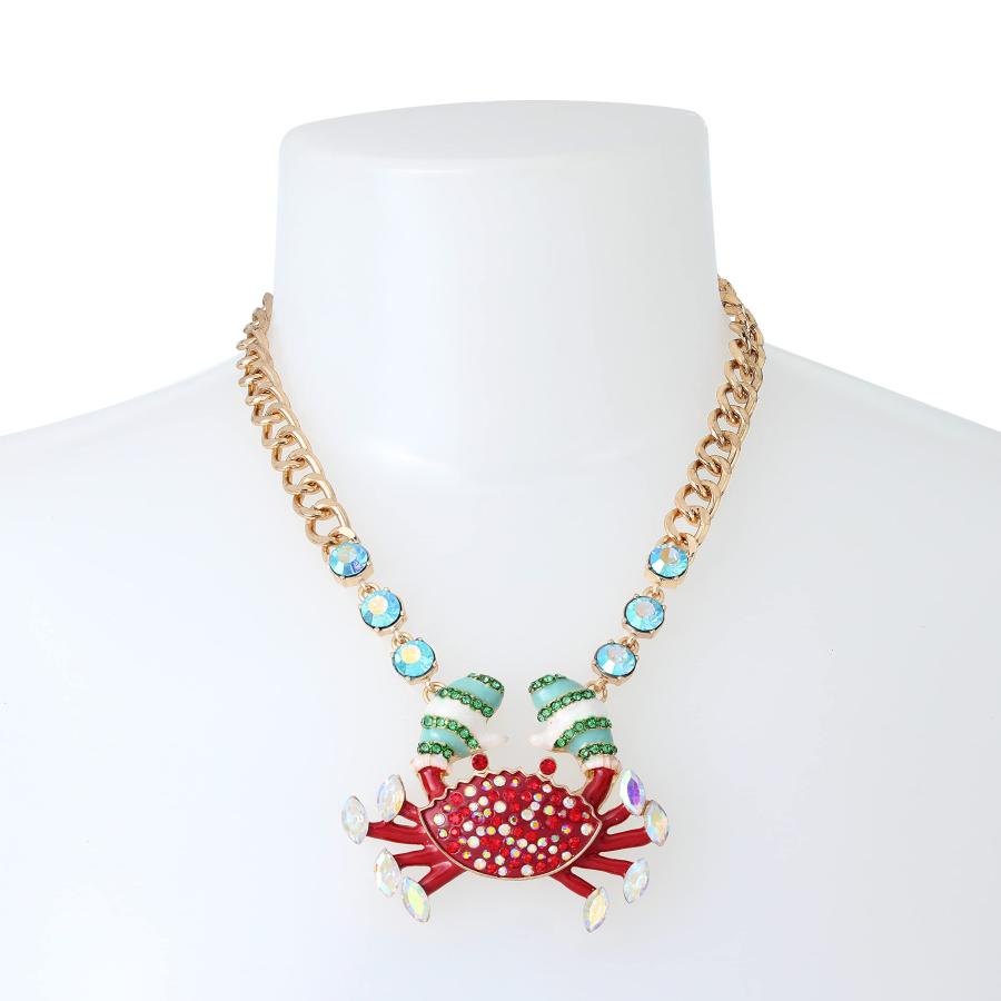 【並行輸入品】Betsey Johnson 冬用カニショートペンダントネックレス, One Size, 金属ガラスプラスチック。, 宝石なし Bの画像