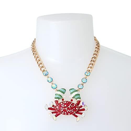 【並行輸入品】Betsey Johnson 冬用カニショートペンダントネックレス, One Size, 金属ガラスプラスチック。, 宝石なし Bの画像