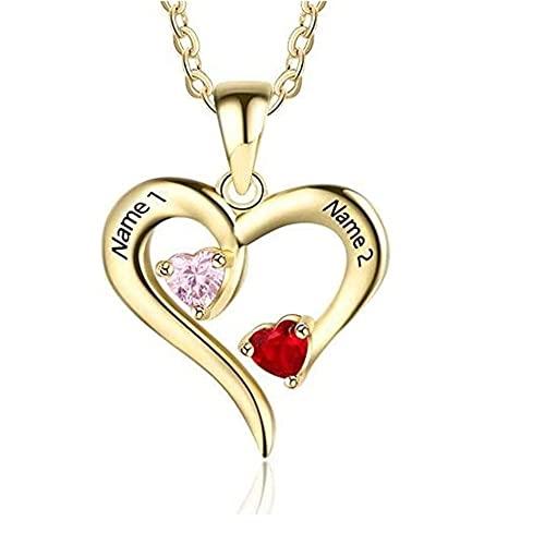 【並行輸入品】Solid 10K/14K/18K Gold Personalized Mother Necklace with 2 Birthの画像