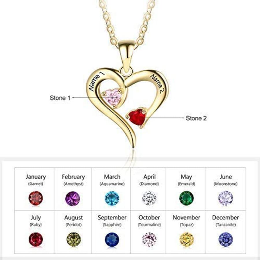 【並行輸入品】Solid 10K/14K/18K Gold Personalized Mother Necklace with 2 Birthの画像