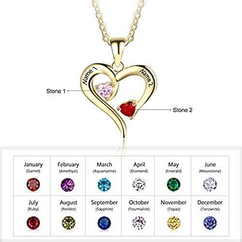 【並行輸入品】Solid 10K/14K/18K Gold Personalized Mother Necklace with 2 Birthの画像