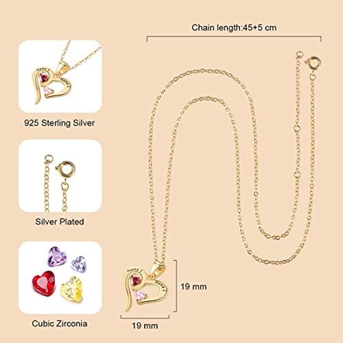 【並行輸入品】Solid 10K/14K/18K Gold Personalized Mother Necklace with 2 Birthの画像