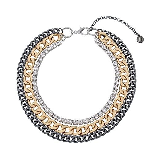 【並行輸入品】Steve Madden レイヤードチェーンネックレス， One Size， 金属 ガラス， 宝石なし Steve Madden_1