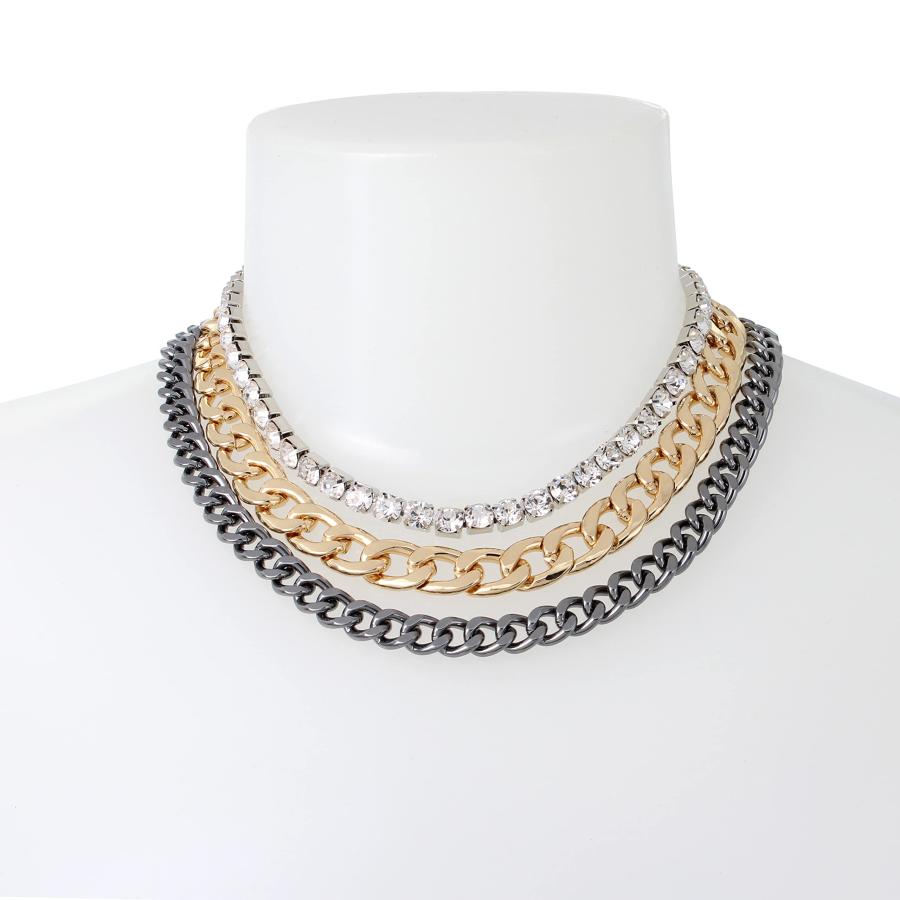 【並行輸入品】Steve Madden レイヤードチェーンネックレス， One Size， 金属 ガラス， 宝石なし Steve Madden_3