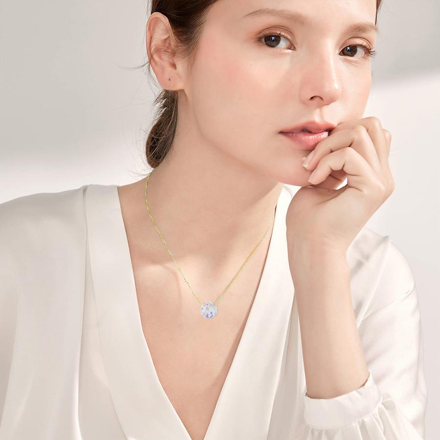 【並行輸入品】14K ゴールドクリスタルネックレス レディース ソリッドゴールド シングルクリスタルボールペンダントネックレス ファインジュエリ_3