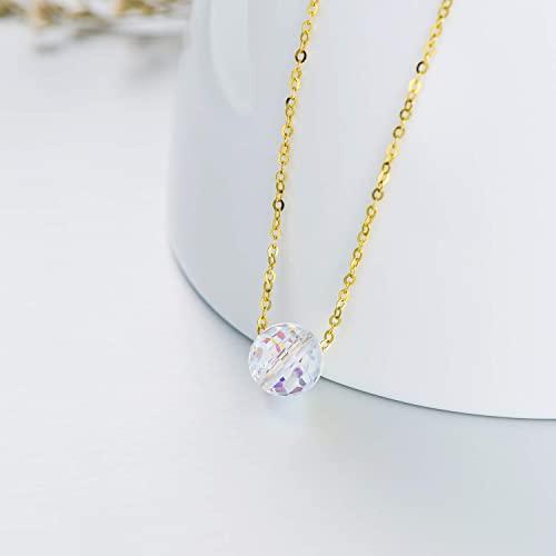【並行輸入品】14K ゴールドクリスタルネックレス レディース ソリッドゴールド シングルクリスタルボールペンダントネックレス ファインジュエリ_7