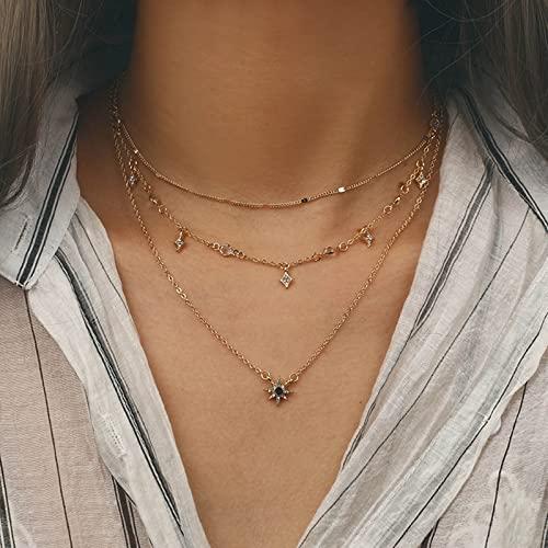 【並行輸入品】Aneneiceera Boho Layered Shining Rhinestone Necklace Tassel Star_4