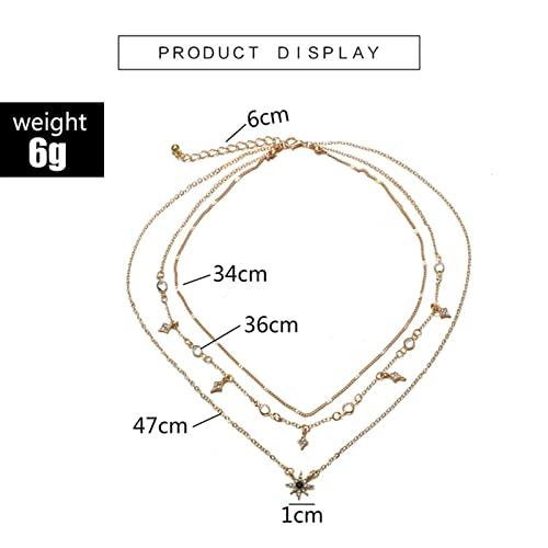 【並行輸入品】Aneneiceera Boho Layered Shining Rhinestone Necklace Tassel Star_7