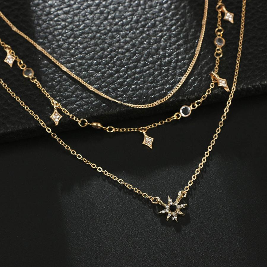 【並行輸入品】Aneneiceera Boho Layered Shining Rhinestone Necklace Tassel Star_9